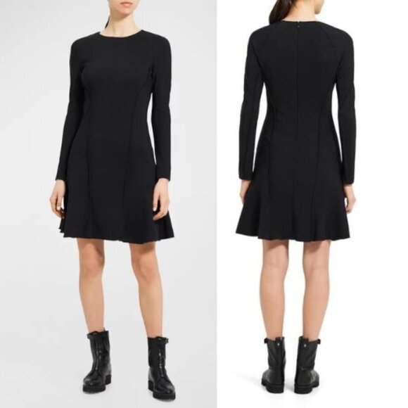 New! Theory Seam Sculpt Precision Ponte Mini Dress black 17606 - Picture 1 of 10
